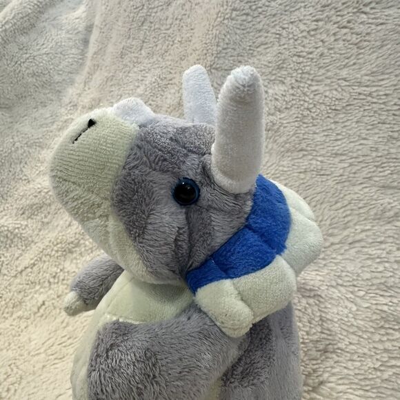 Fiesta Gray Dinosaur Plush Standing Floppy Triceratops 9" Stuffed Animal Toy - Picture 2 of 5